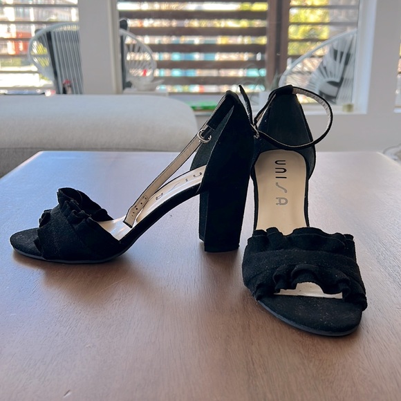 Unisa Shoes - Unisa Open Toe Black Suede Heels